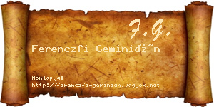 Ferenczfi Geminián névjegykártya